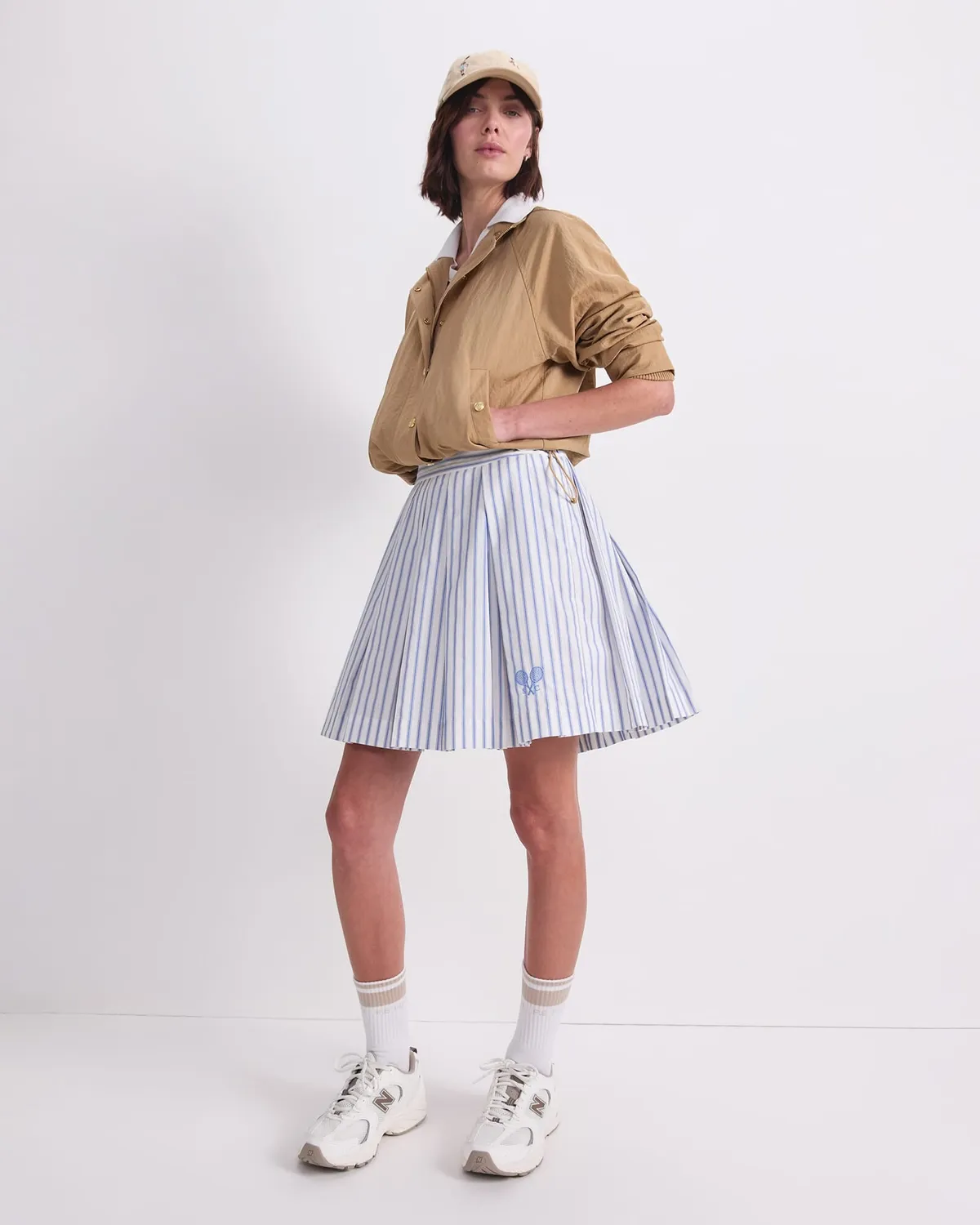 Sportscraft Logo Stripe Tennis jupe coton plissée
