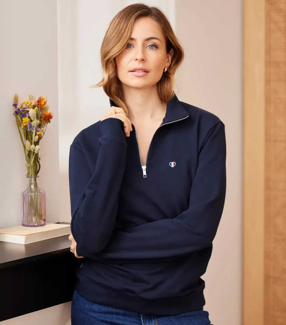 Cocorico Camionneur Iconique sweat femme marine coton