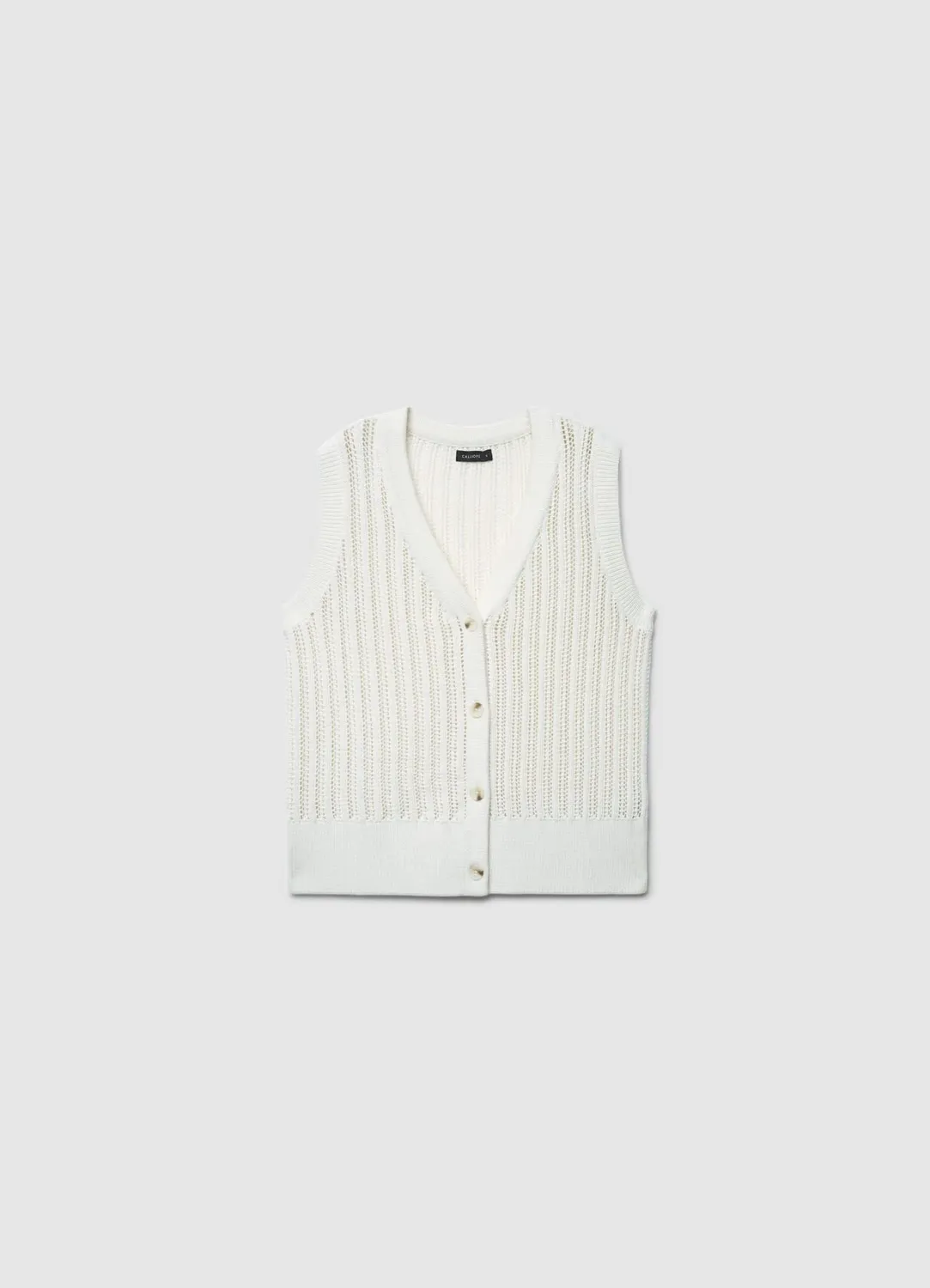 Calliope Gilet maille ajourée col V boutonné