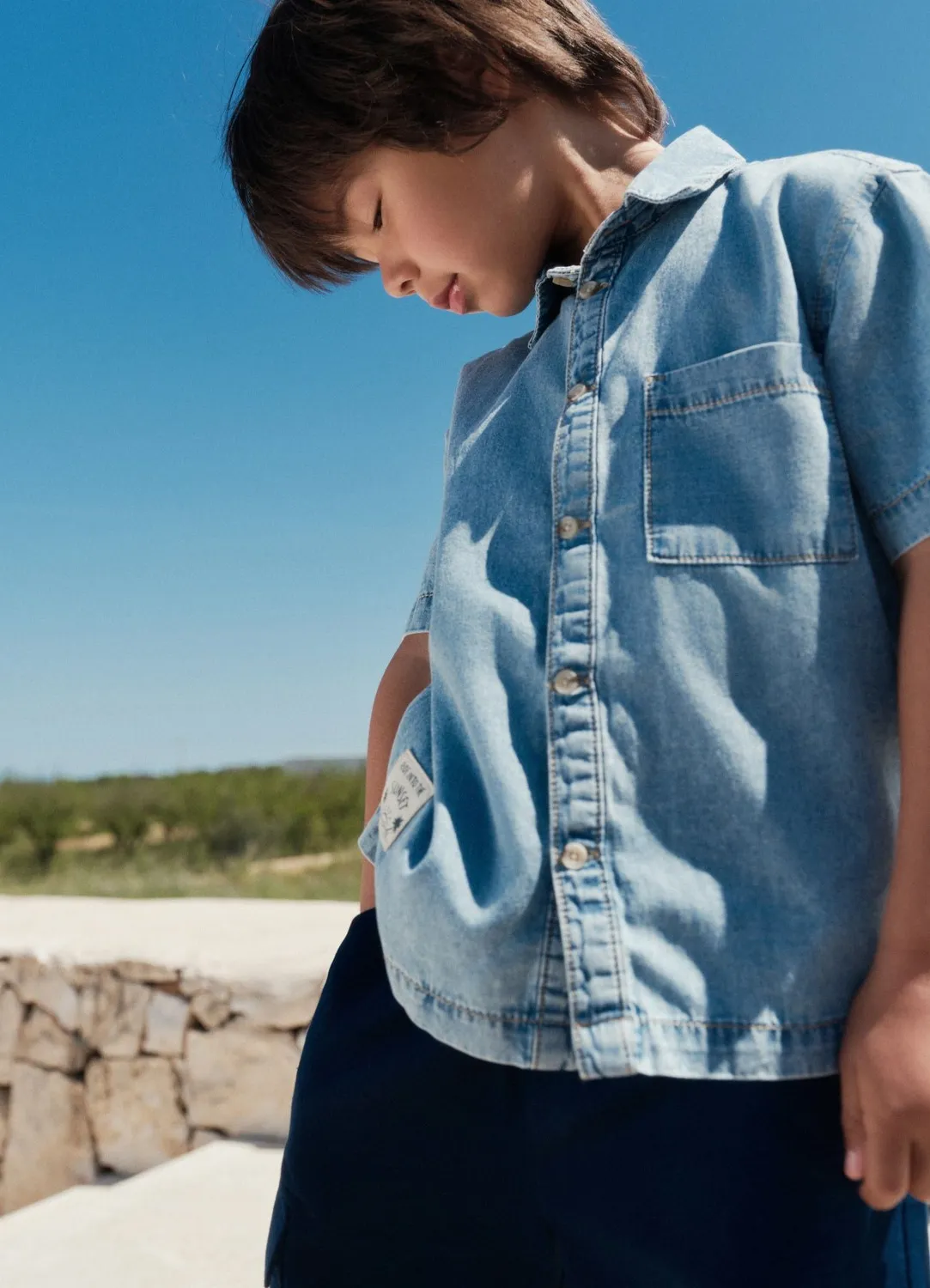 Calliope short cargo garçon lin avec poches