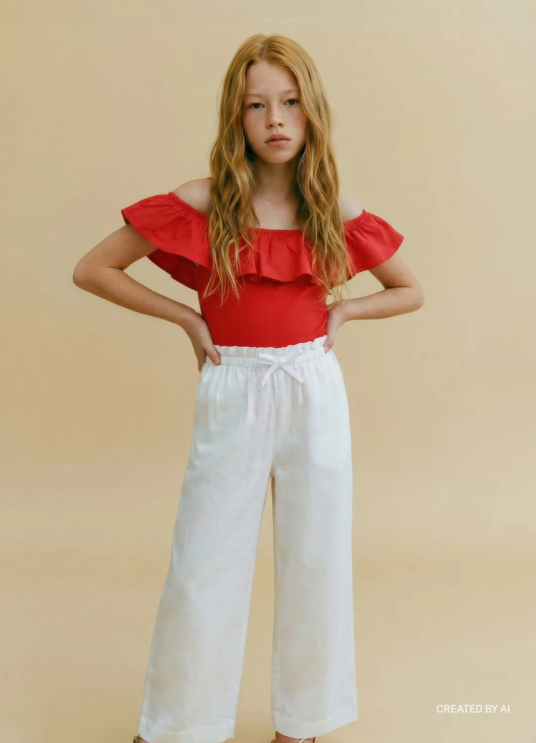 Calliope pantalon large fille 10-11 ans uni