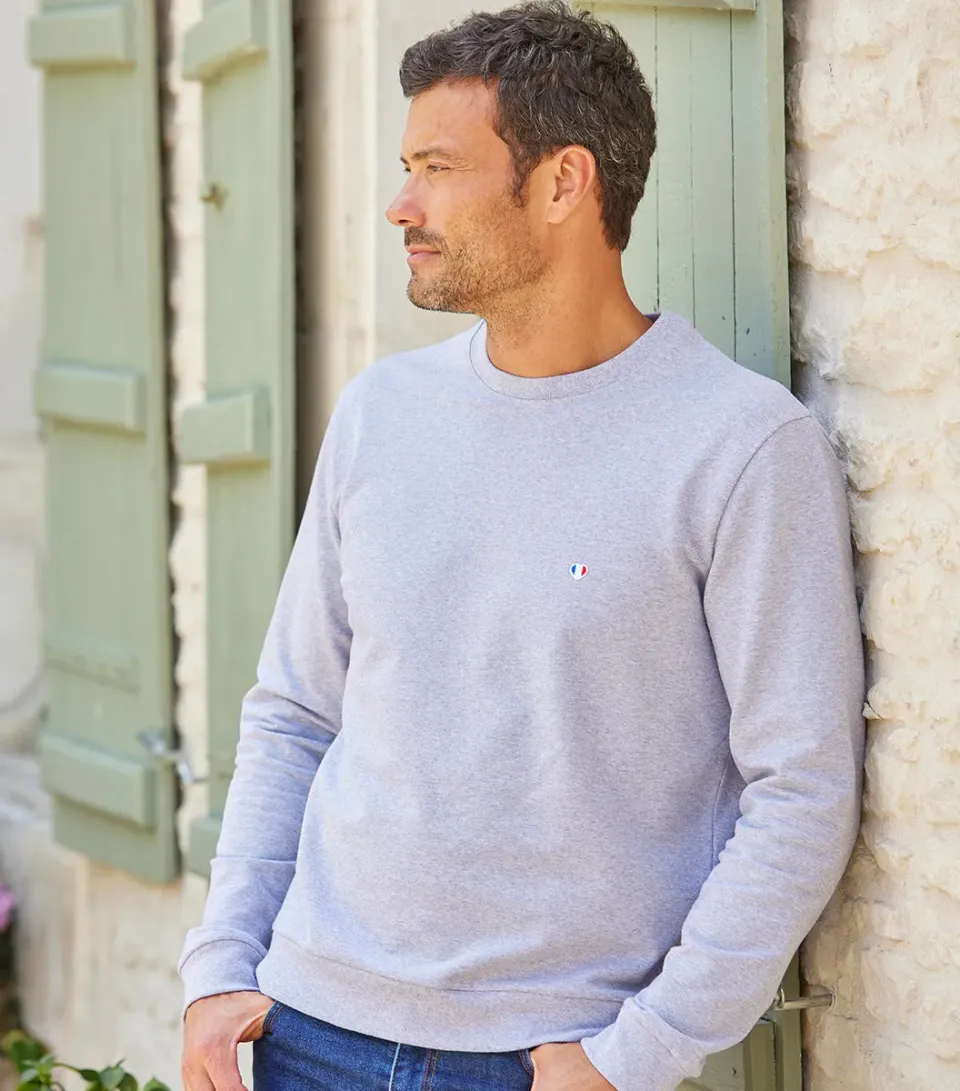 Cocorico Iconique sweat homme gris coton