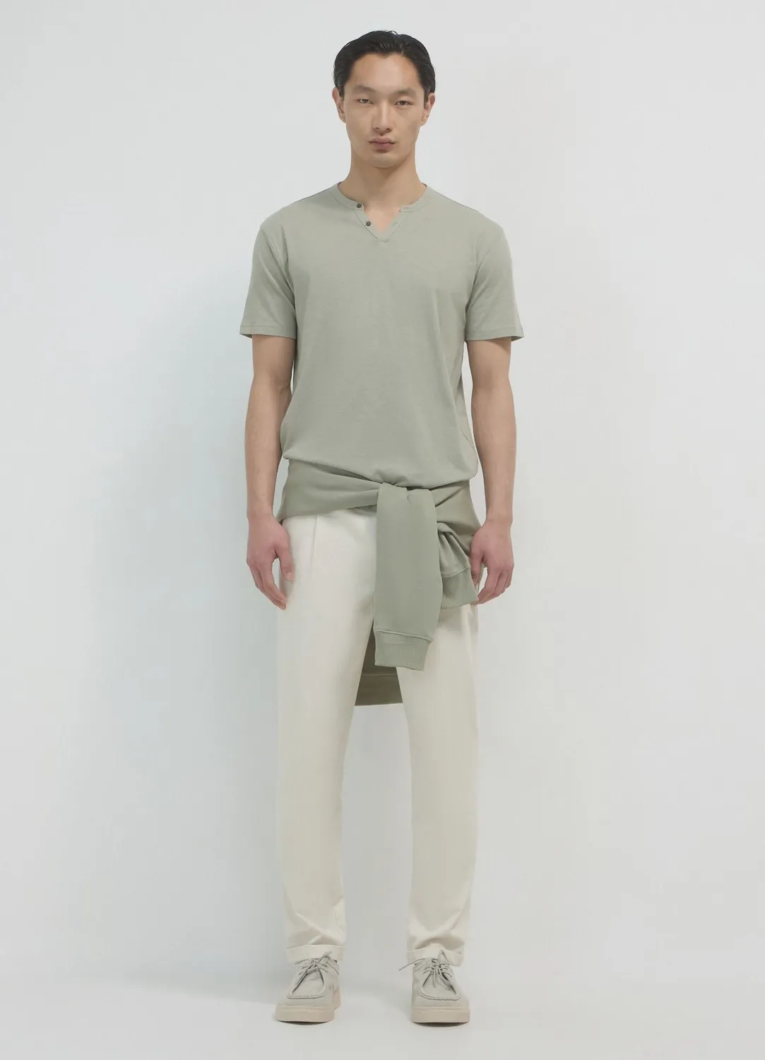 Calliope t-shirt henley homme coton manches courtes