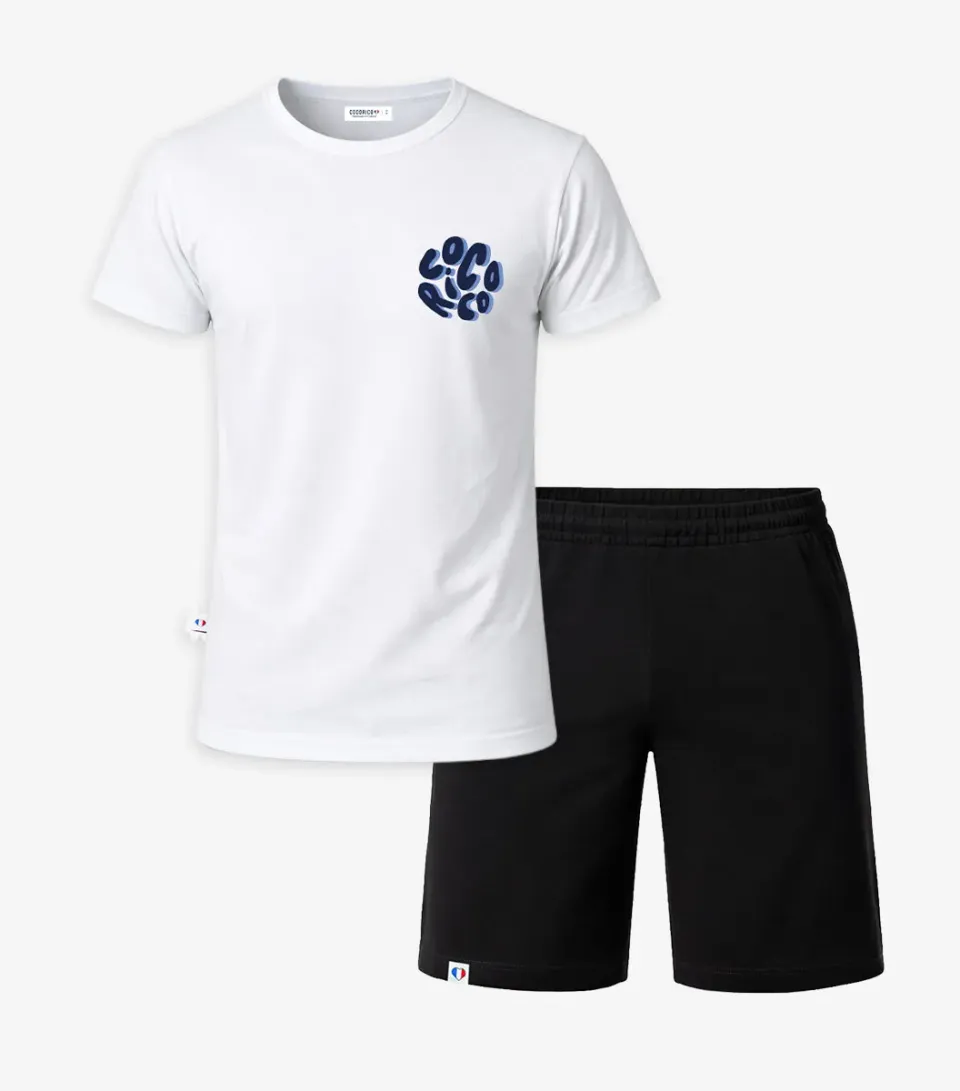 Cocorico Nuage Blanc/Noir pyjama homme coton