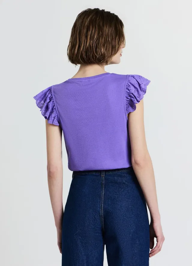 Calliope t-shirt côtelé volants femme coton