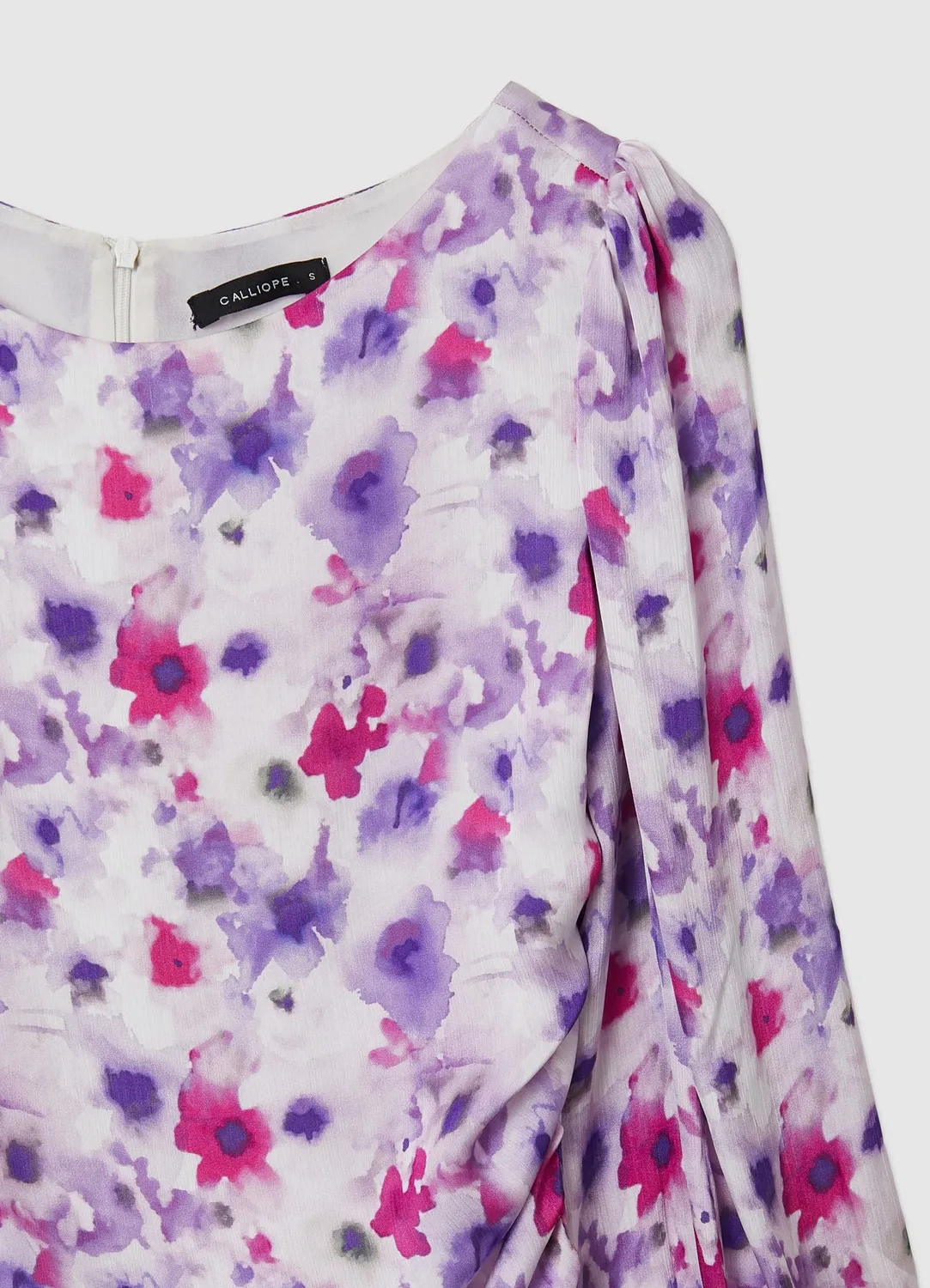 Calliope Arabia robe satin fleurs manches longues femme