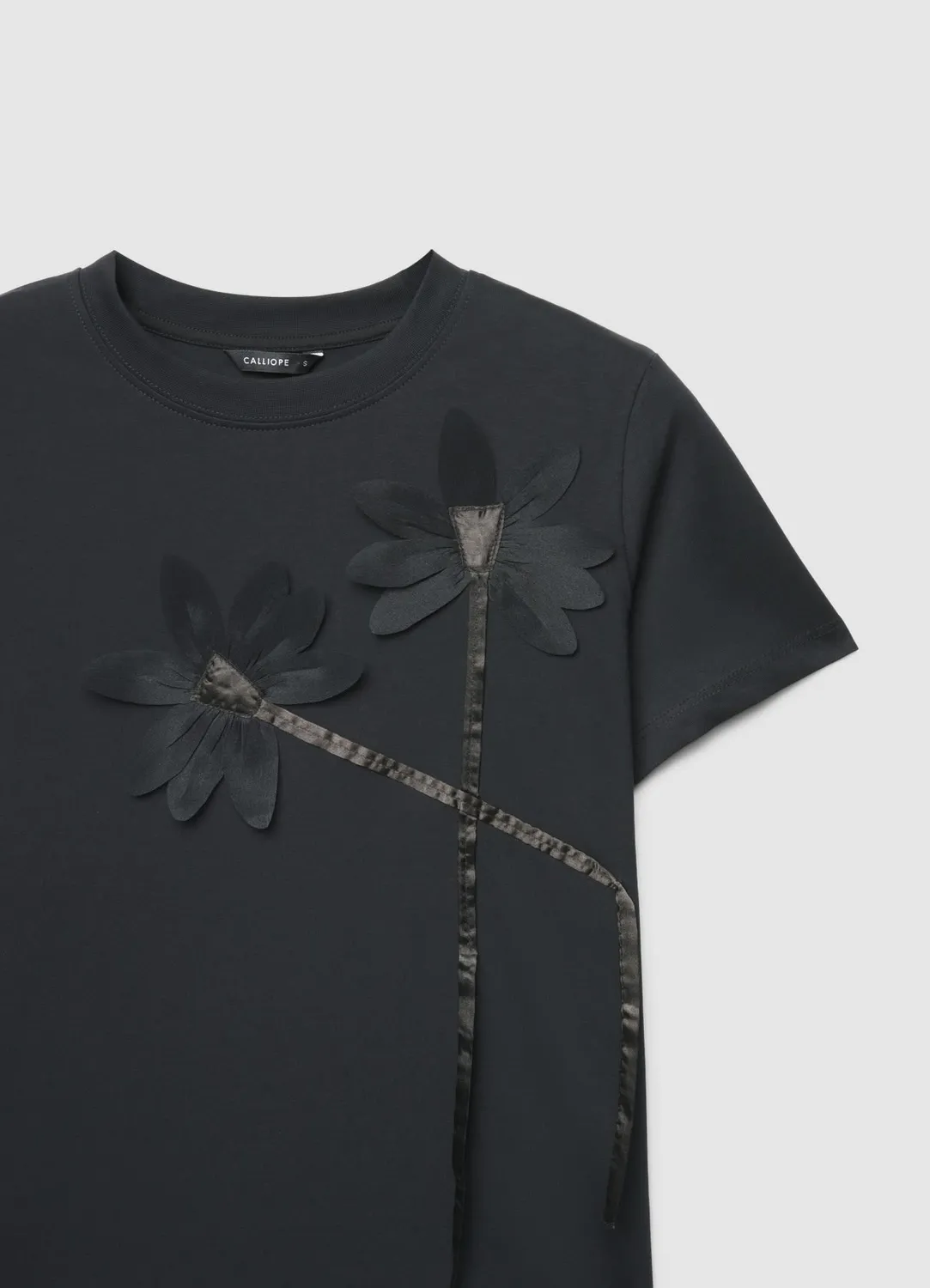 Calliope t-shirt femme fleurs appliquées col rond