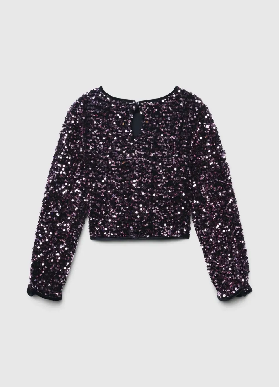 Calliope blouse paillettes fille crop manches longues