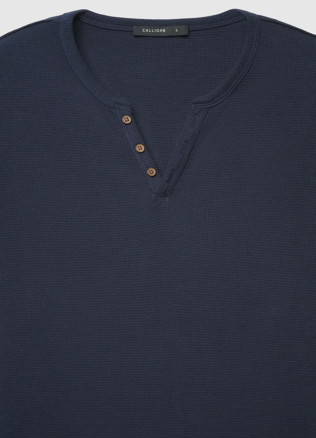 Calliope T-shirt Henley Waffle Homme Uni Manches Longues