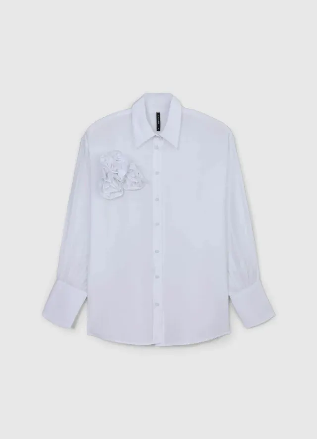 Calliope chemise roses appliquées femme manches longues