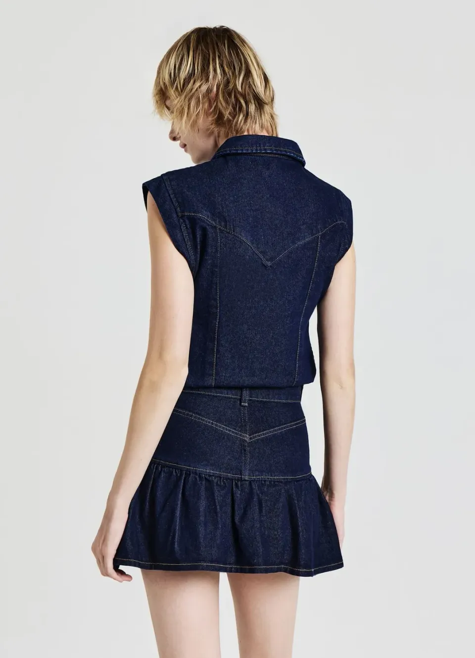 Calliope jupe-short jean femme à volants