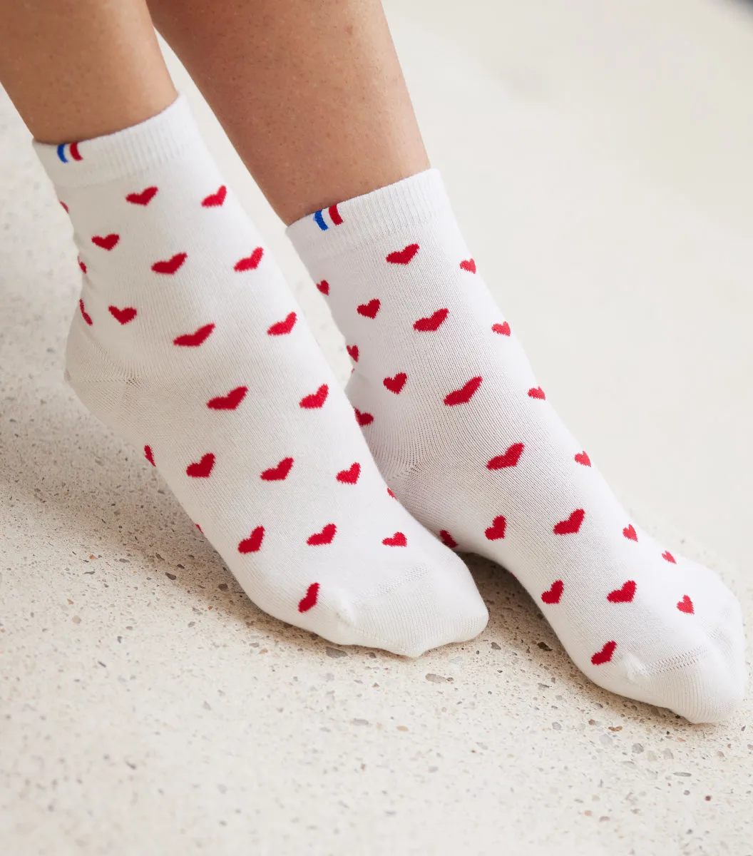 Cocorico Pack 2 Chaussettes Femme Cœur Rouge coton