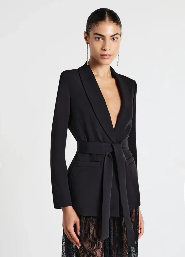 Calliope veste ceinturée femme col châle unie