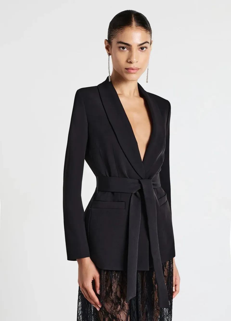 Calliope veste ceinturée femme col châle unie