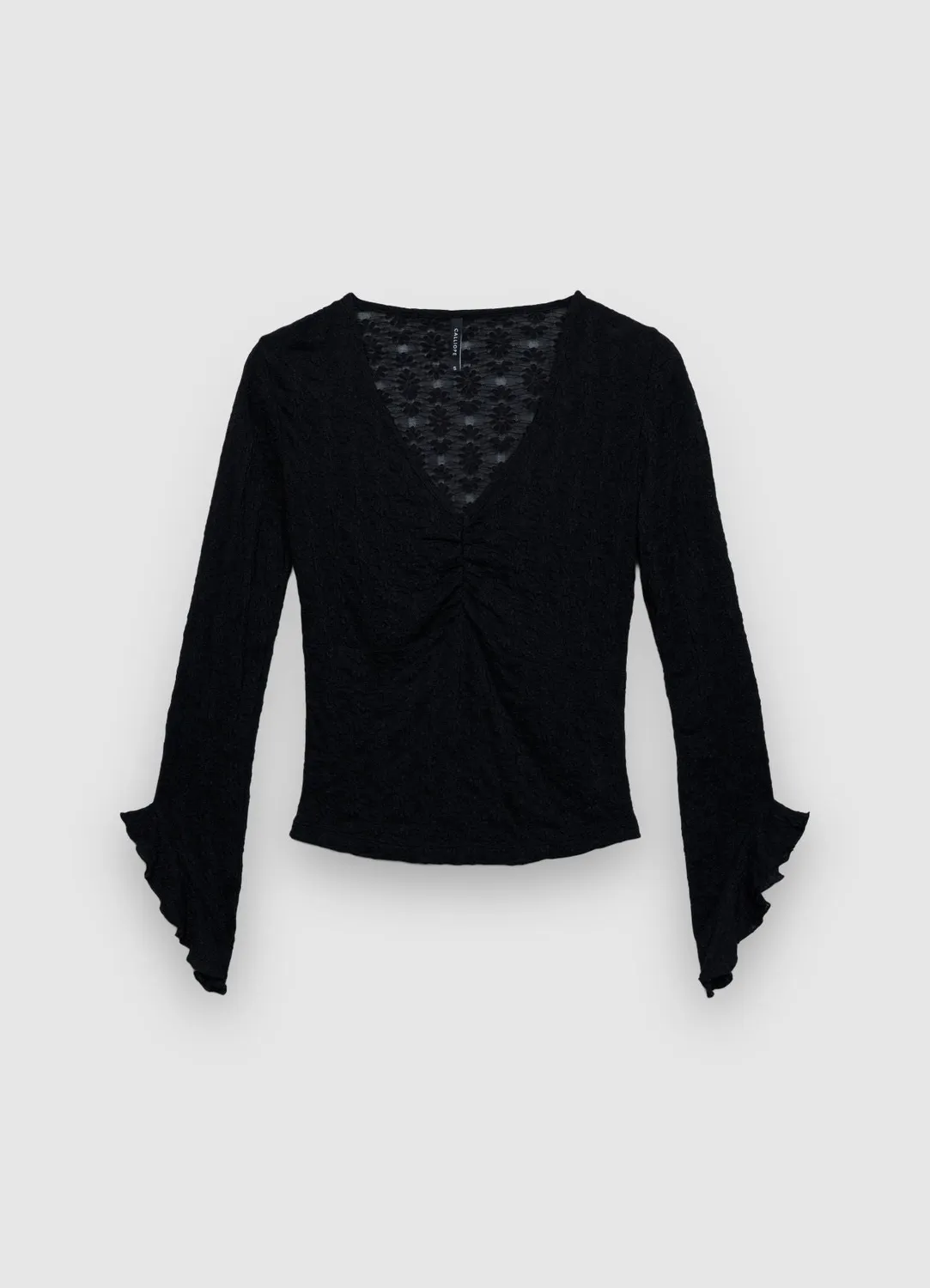 Calliope T-shirt maniche frill femme col V dentelle