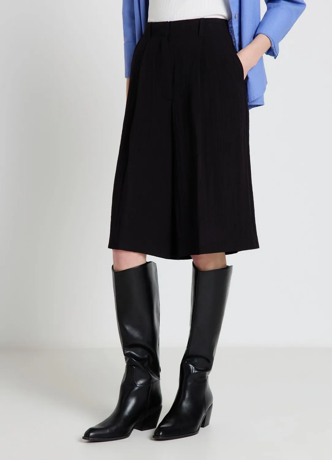 Calliope short bermuda femme uni genou taille haute