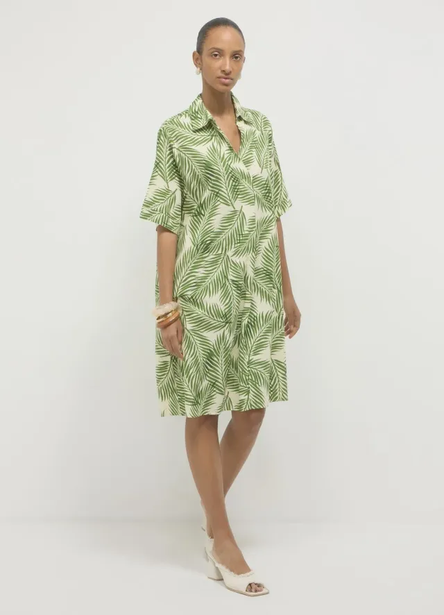 Calliope robe courte femme lin mélangé à motif