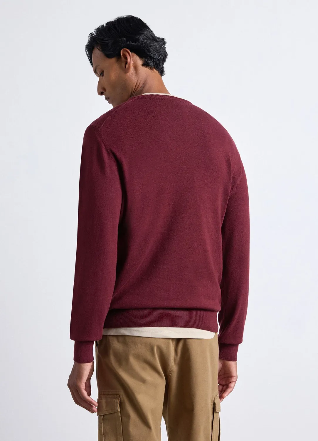 Calliope pull col rond homme uni manches longues côtelé