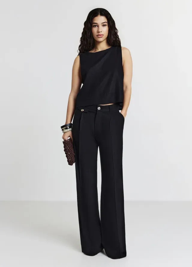 Calliope pantalon palazzo femme uni poches