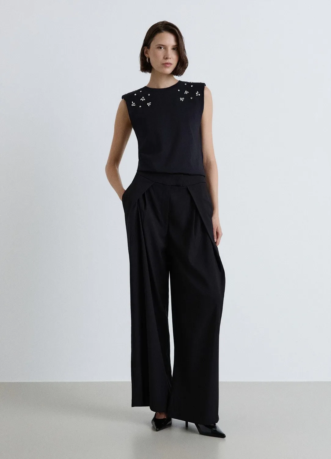 Calliope top strass femme col rond