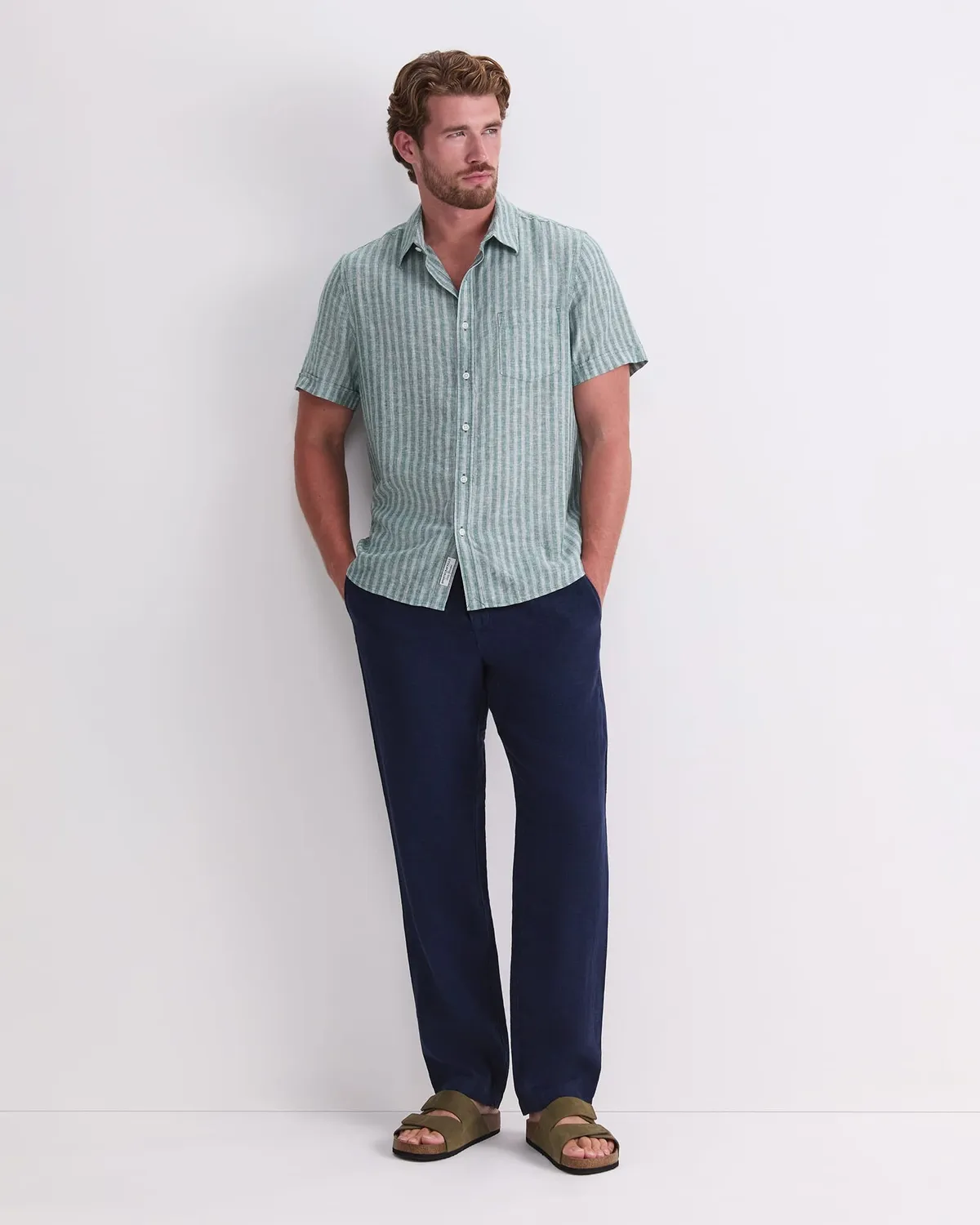 Sportscraft Linen Stripe chemise lin rayée homme