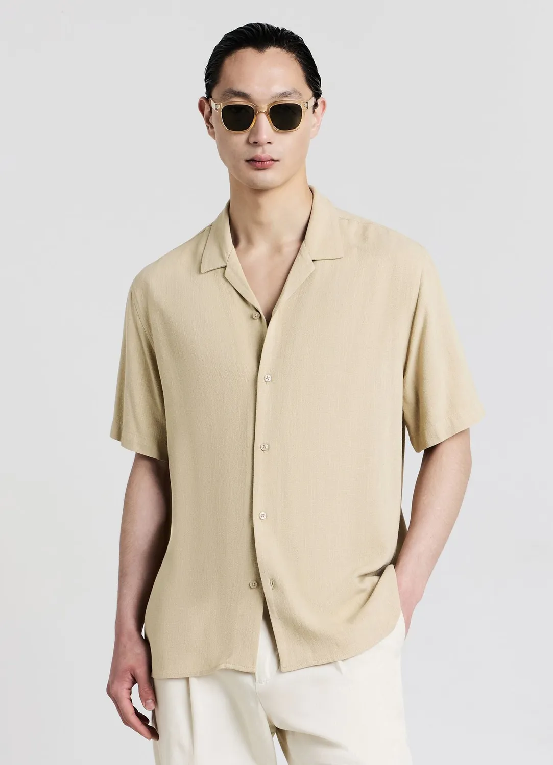 Calliope chemise bowling lin homme manches courtes