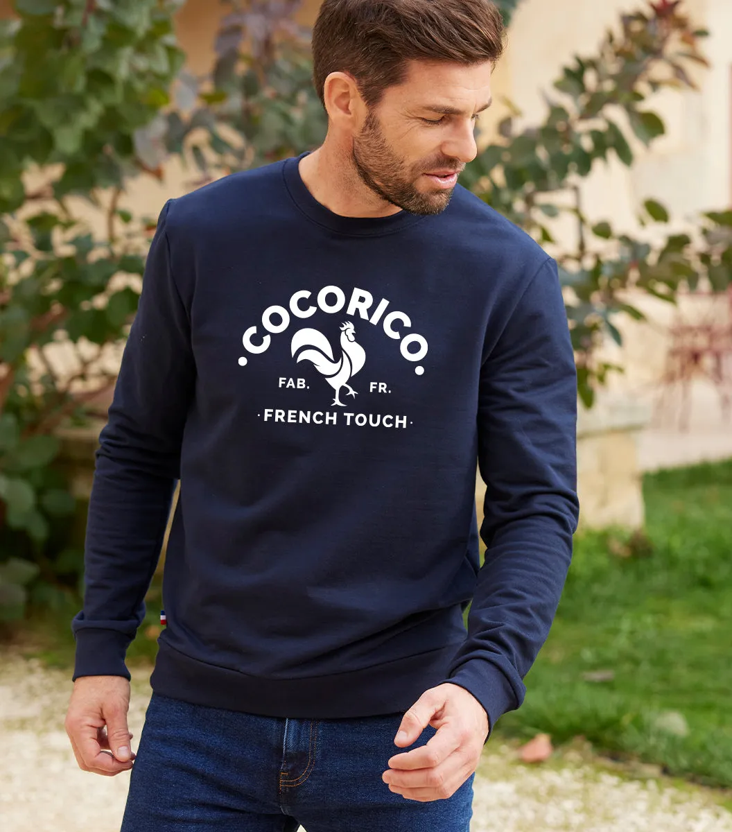 Cocorico Coq Français sweat homme marine coton