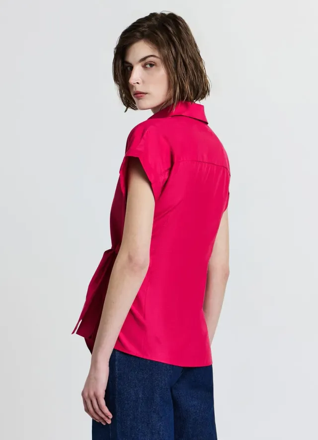 Calliope chemise nœud femme coton unie