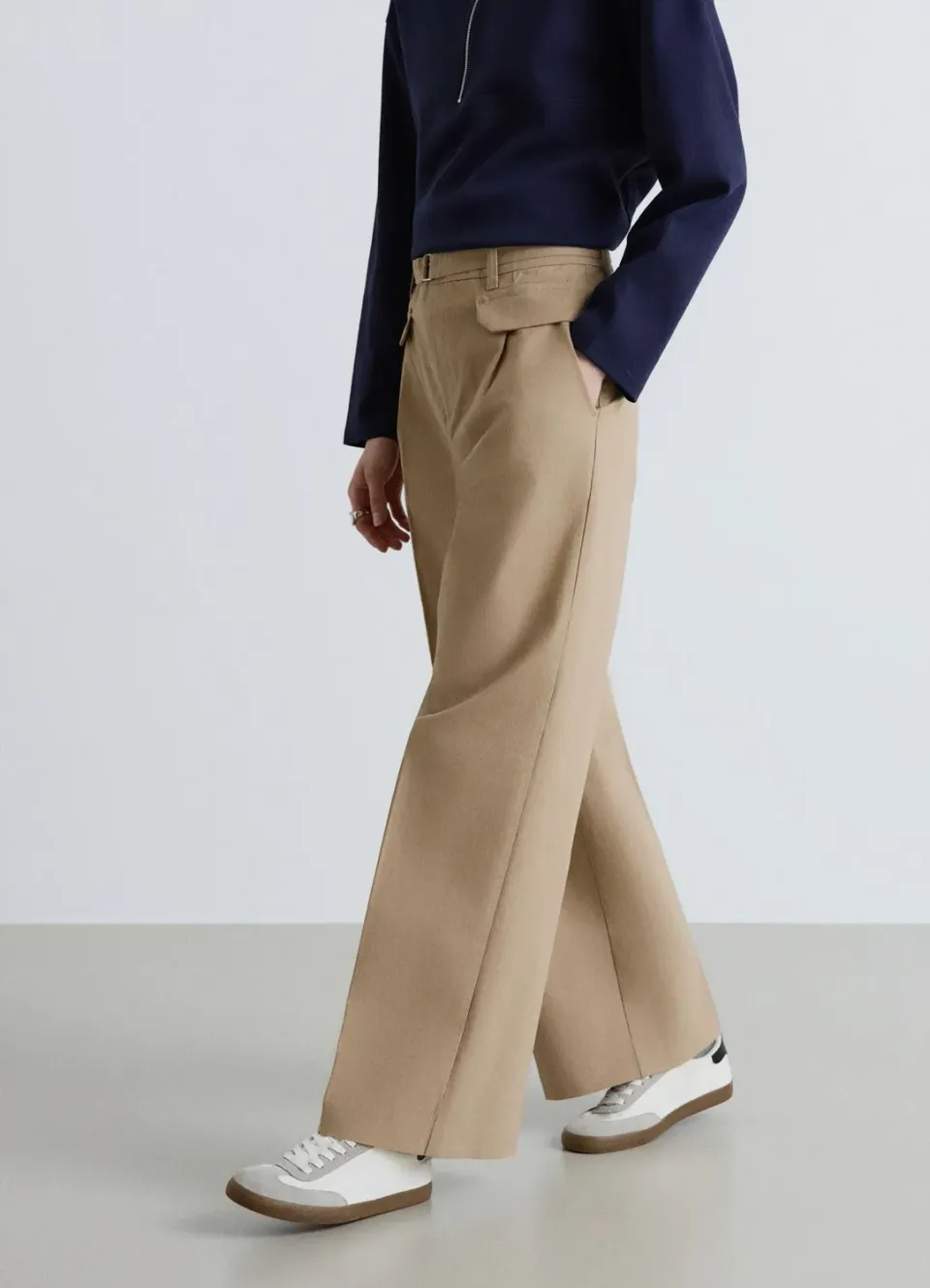 Calliope pantalon twill femme poches a rabat