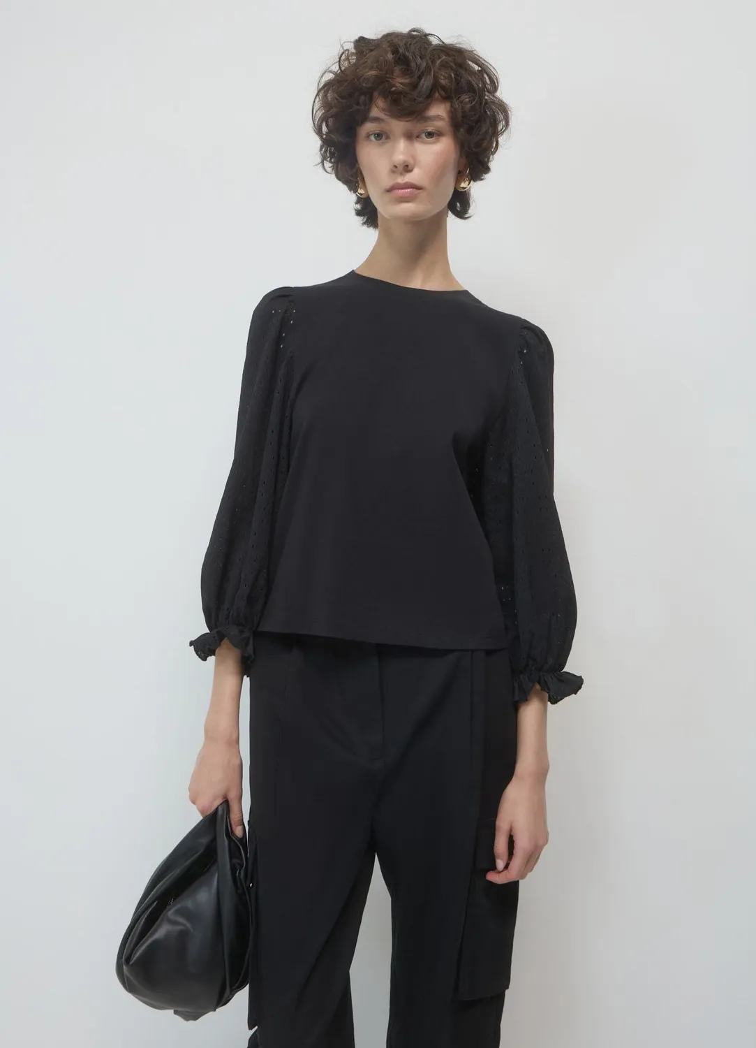 Calliope pull manches ajourees femme coton uni