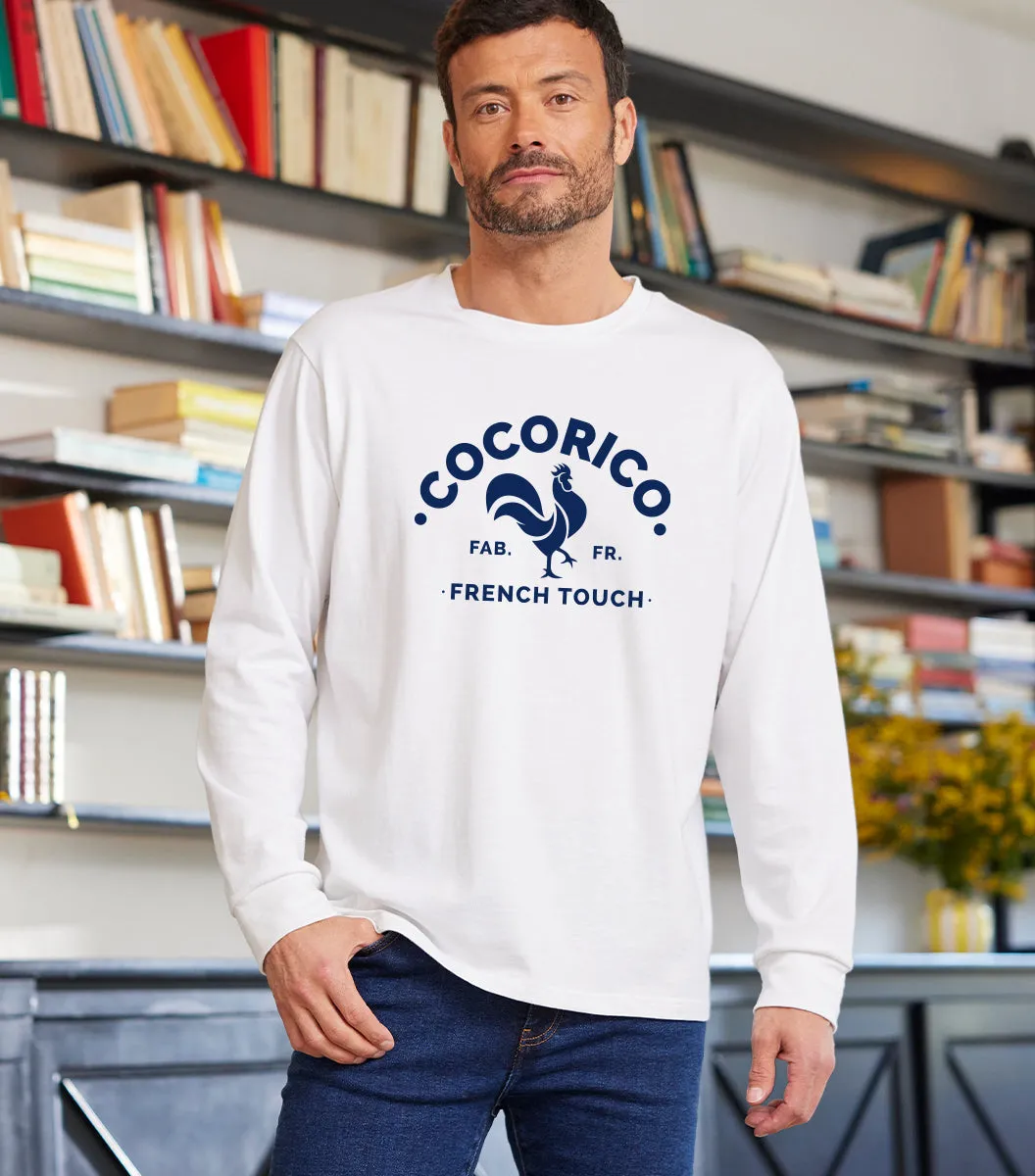Cocorico Coq Français t-shirt manches longues blanc coton