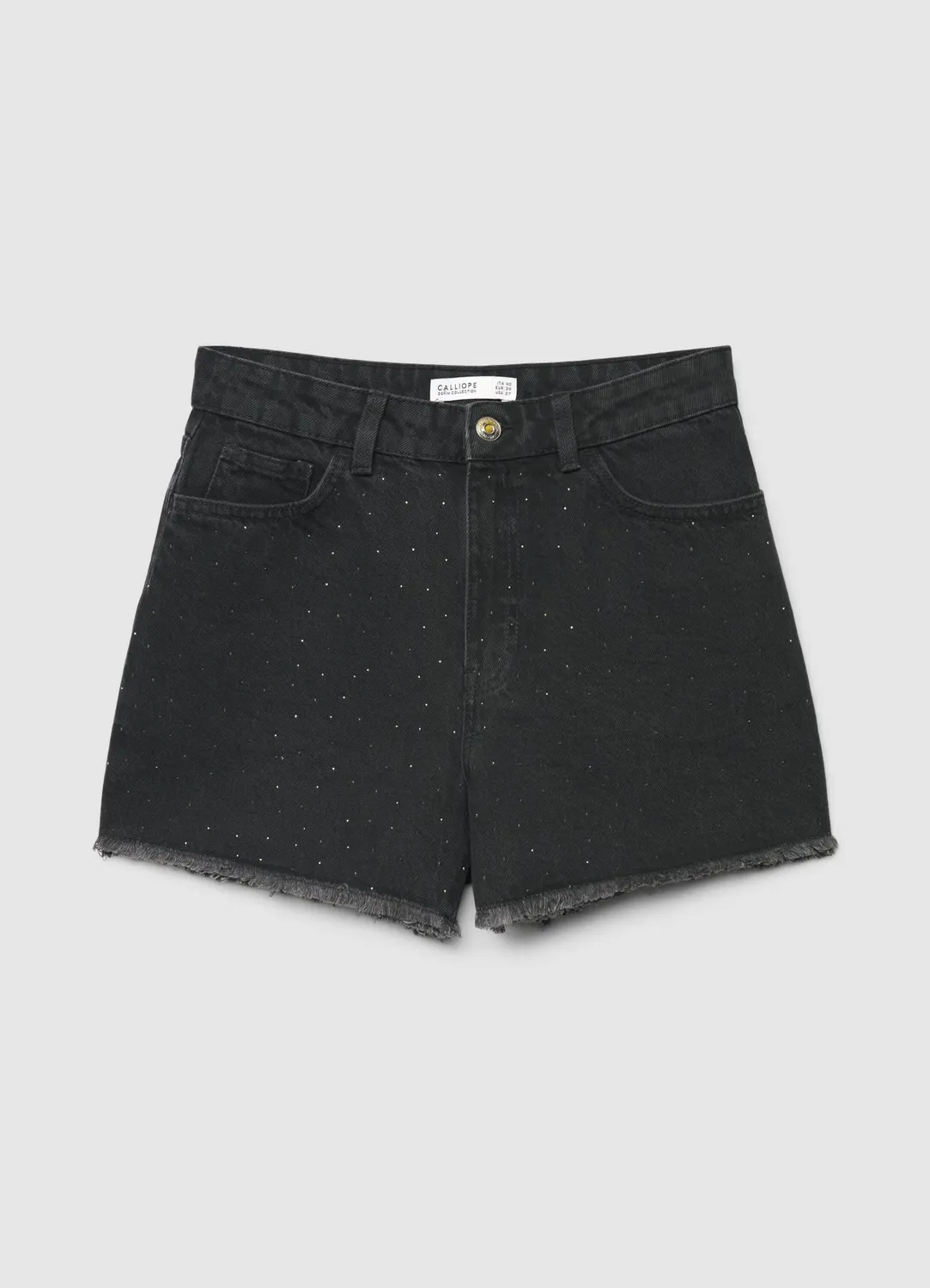 Calliope short jean femme strass effiloché