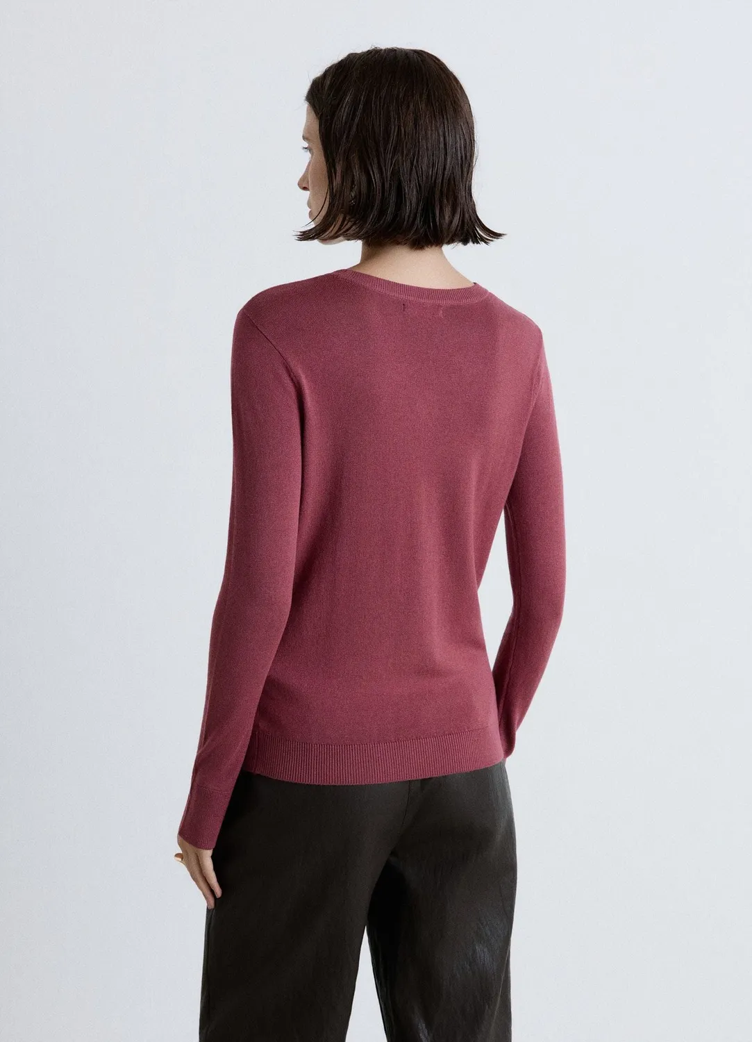 Calliope pull col rond femme uni manches longues côtelé