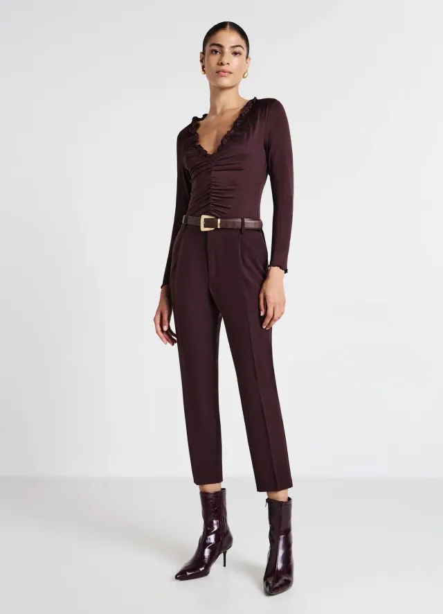Calliope body froncé volant col V femme