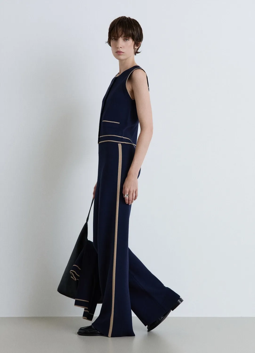 Calliope pantalon palazzo maille profils femme uni