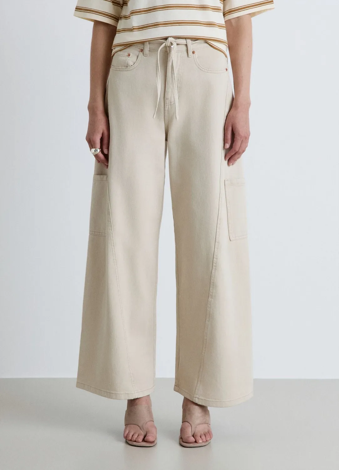Calliope Jean palazzo cargo femme taille haute
