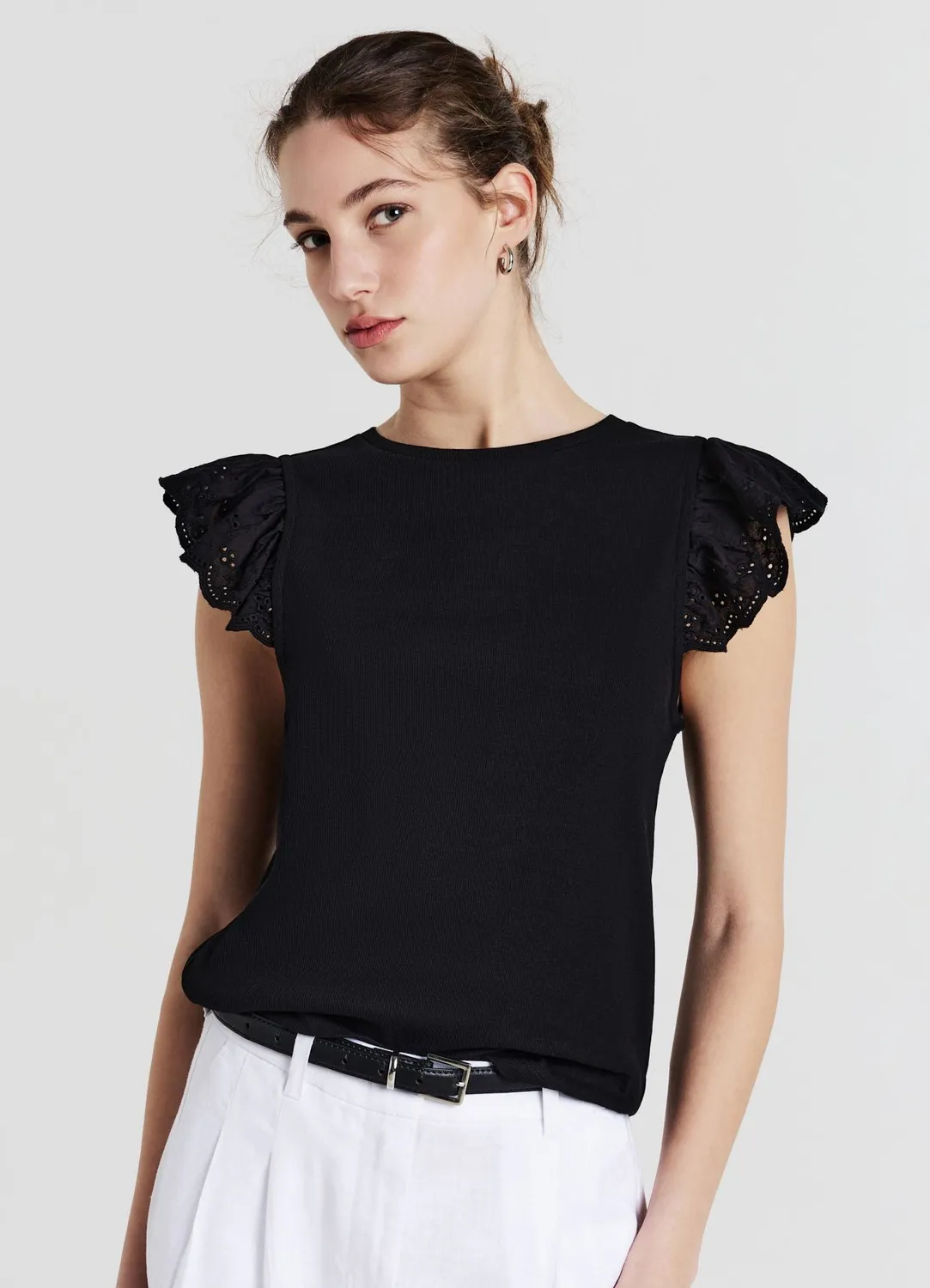 Calliope t-shirt côtelé femme volant coton