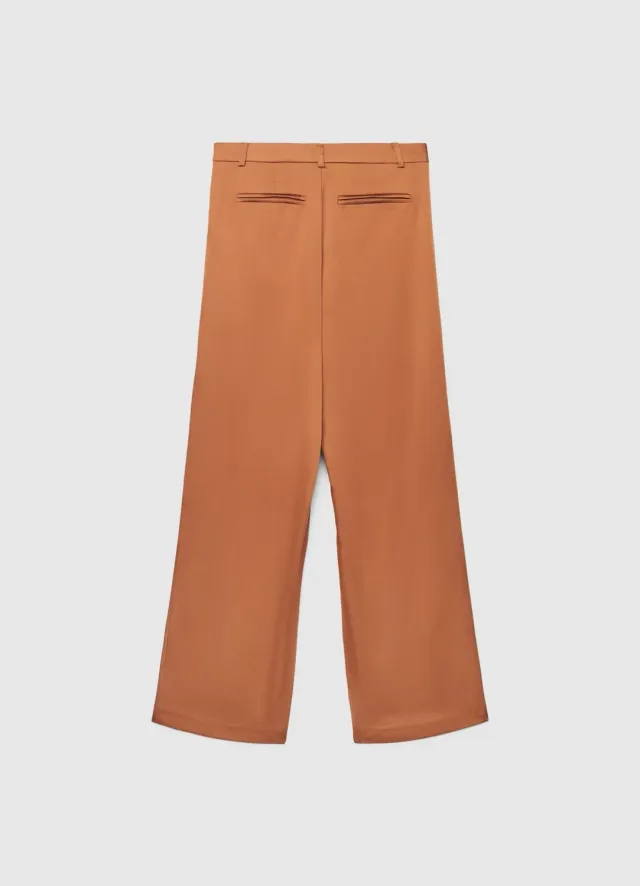 Calliope Pantalon palazzo femme satiné pli asymétrique