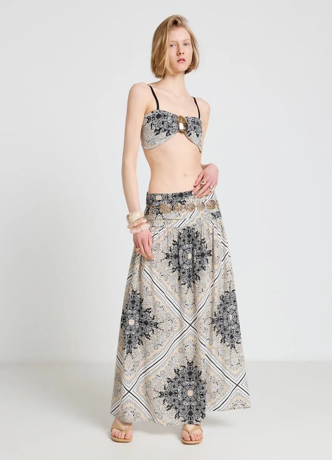 Calliope jupe longue femme évasée imprimé bandana