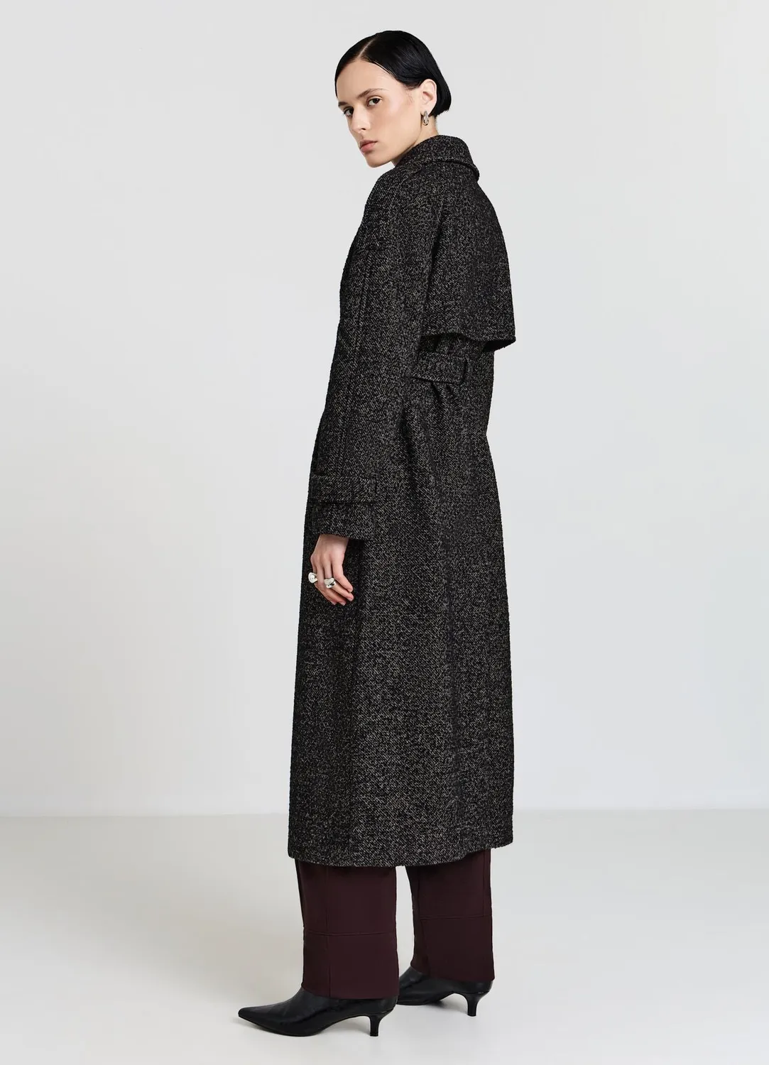 Calliope Cappotto trench Trench femme poivre et sel ceinturé