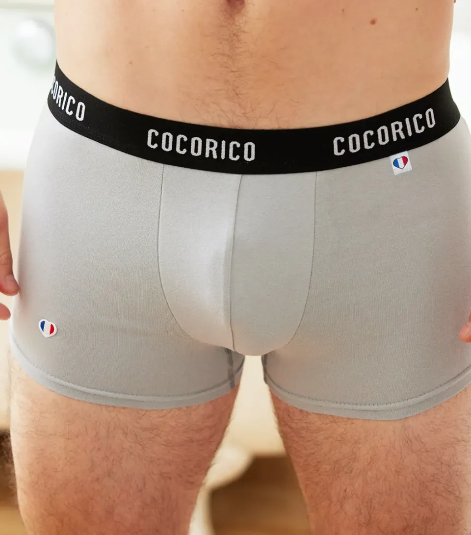 Cocorico Signature Gris boxer homme coton