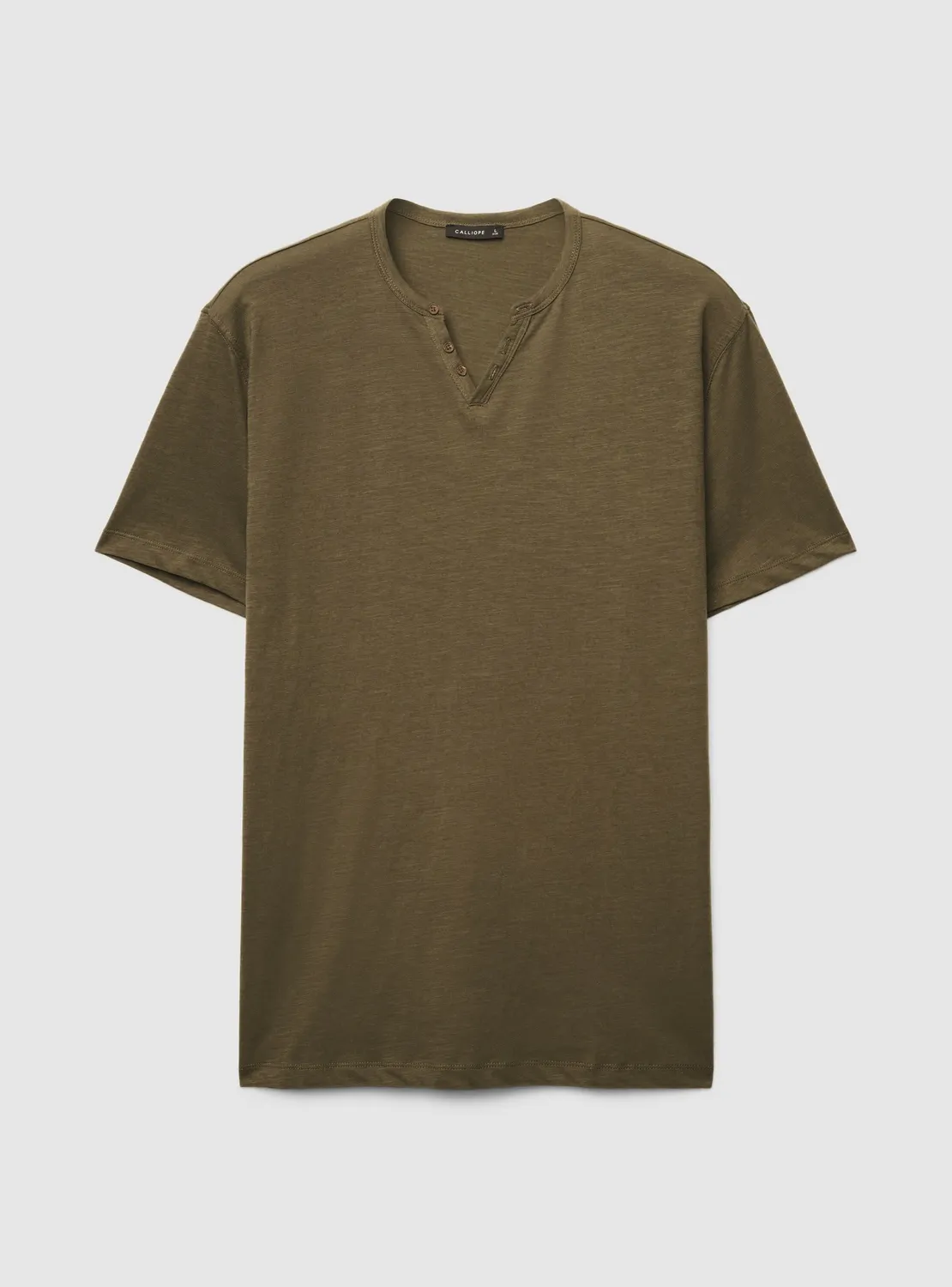 Calliope t-shirt homme henley uni effet flammé