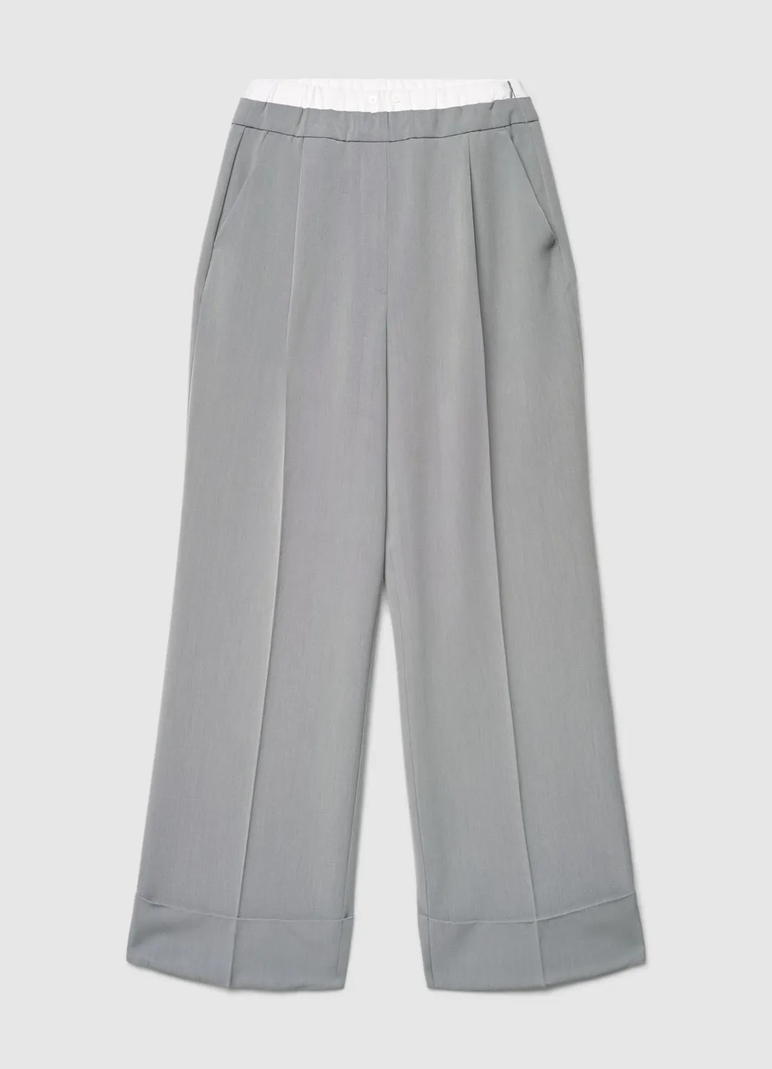 Calliope palazzo à revers pantalon large uni taille élastique