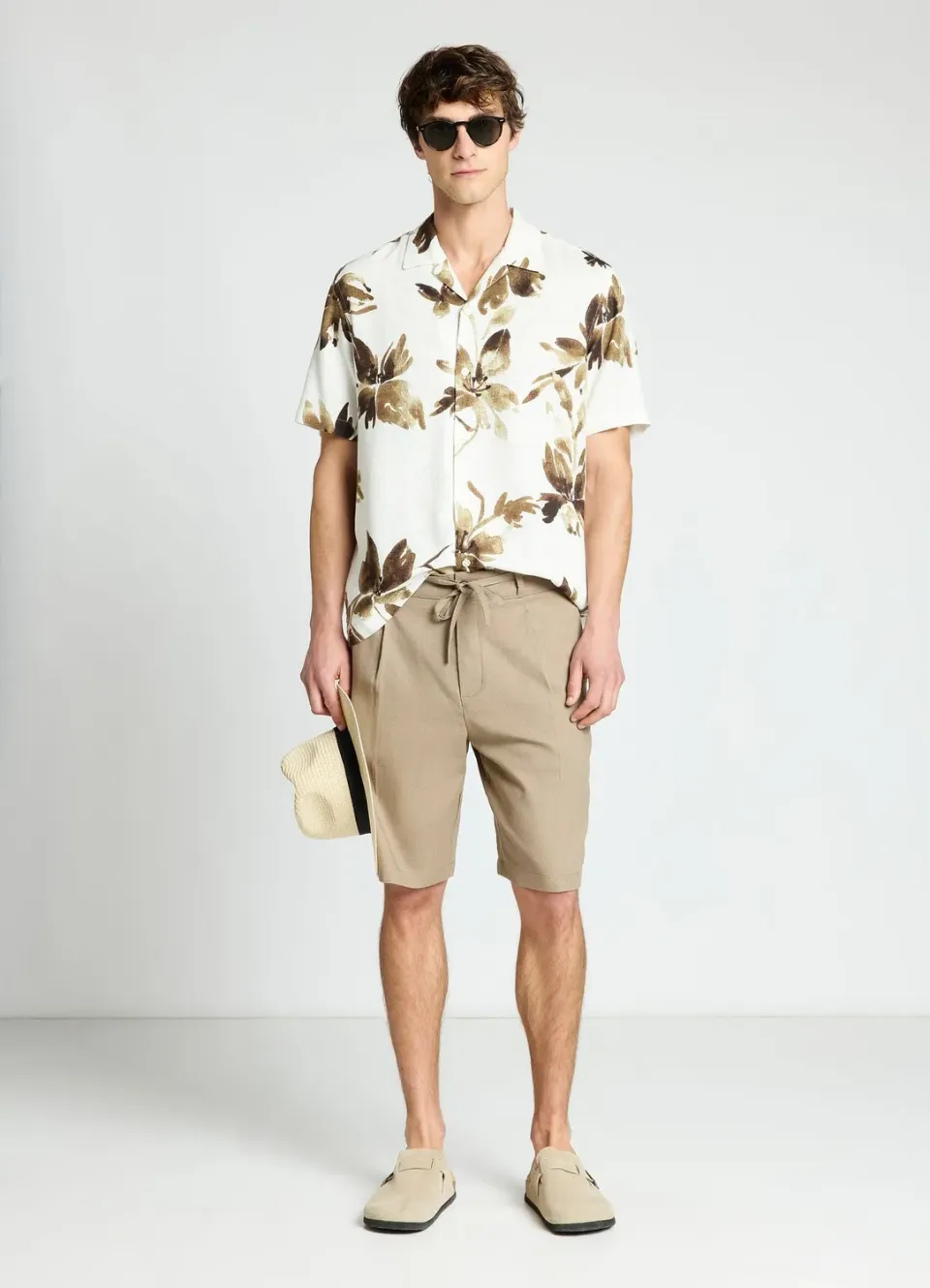 Calliope chemise fleurs lin homme manches courtes