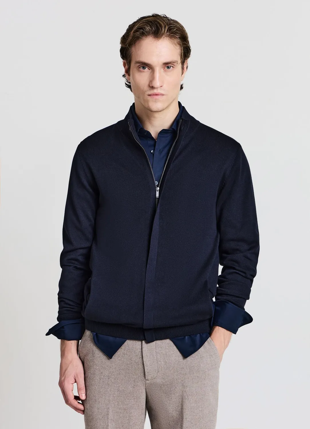 Calliope cardigan zip cardigan homme uni col cotele