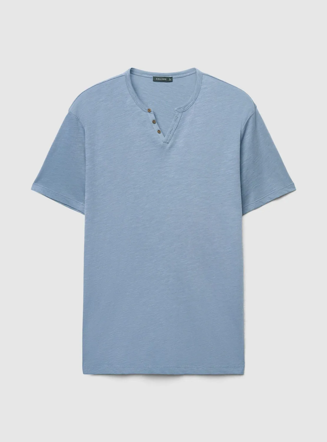 Calliope T-shirt henley homme col boutonné uni