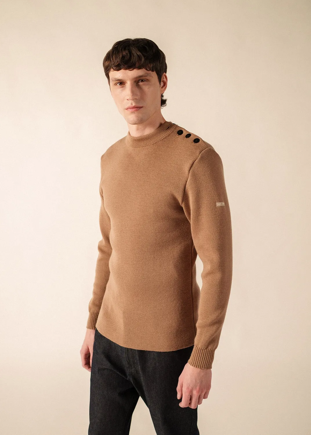 Saint James Matelot pull marin beige foncé laine