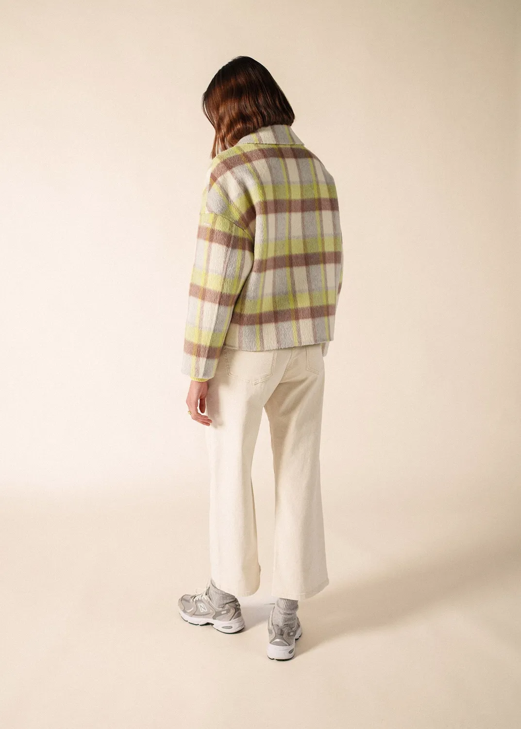 Saint James Ste Emilia manteau blanc hiver carreaux