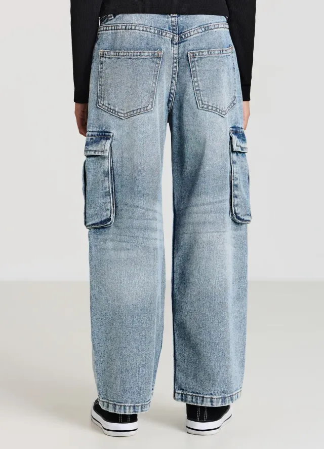 Calliope jean cargo fille wide leg poches