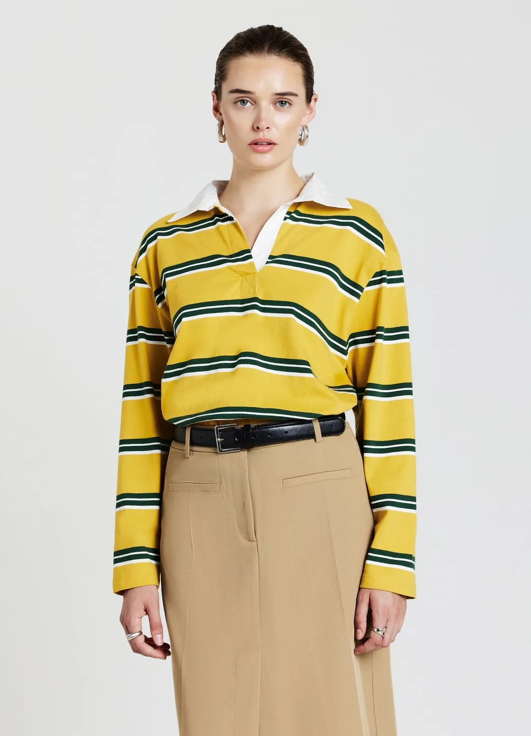 Calliope t-shirt rayé col polo femme manches longues